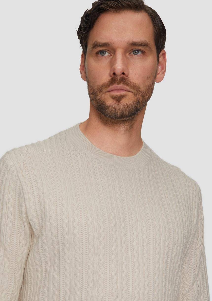 S.Oliver Strickpullover Aus Wollmix Mit Zopfmuster