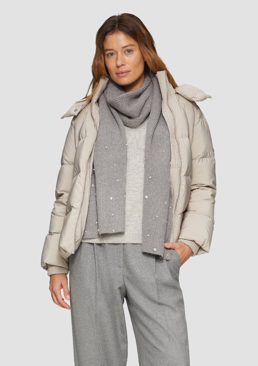 S.Oliver Strickschal Mit Schmuckperlen