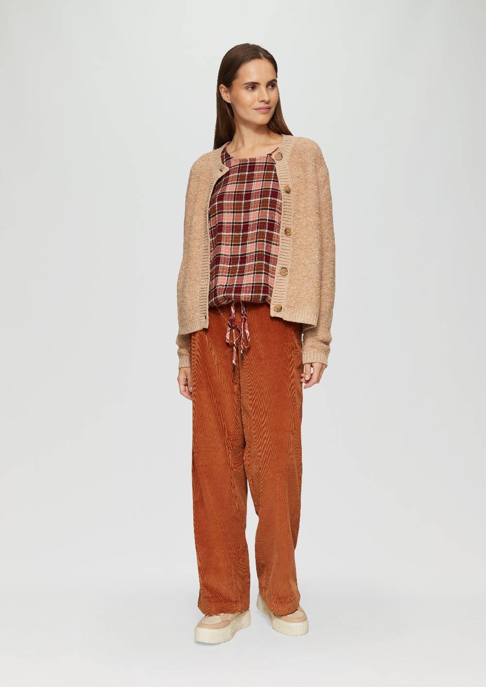 S.Oliver Strukturierte Karo-Bluse Aus Viskosemix