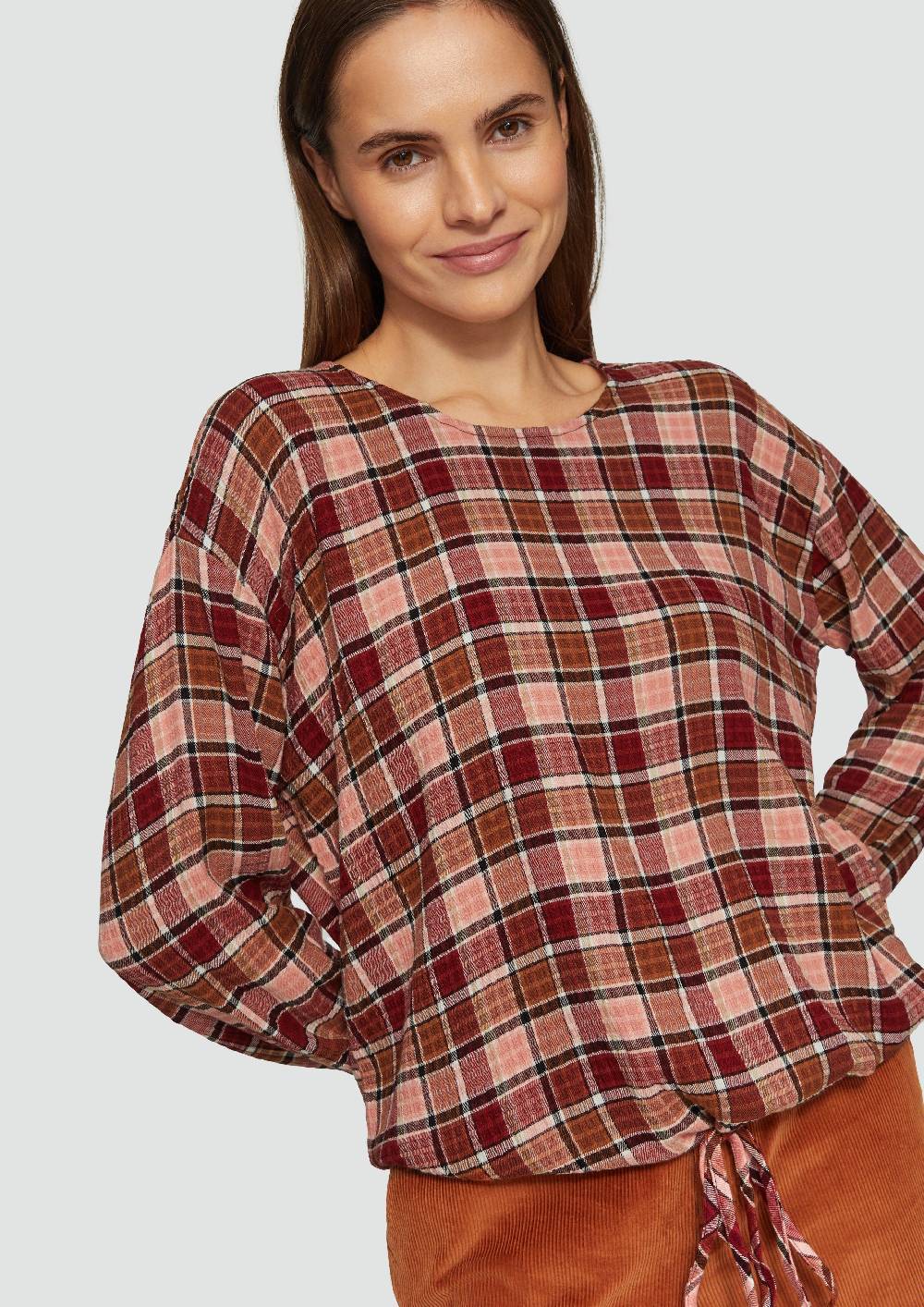 S.Oliver Strukturierte Karo-Bluse Aus Viskosemix