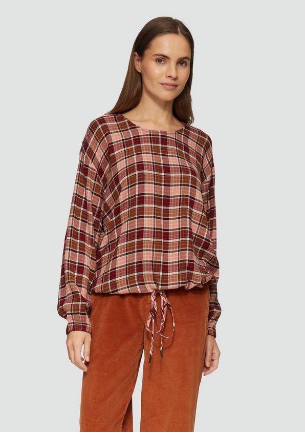 S.Oliver Strukturierte Karo-Bluse aus Viskosemix