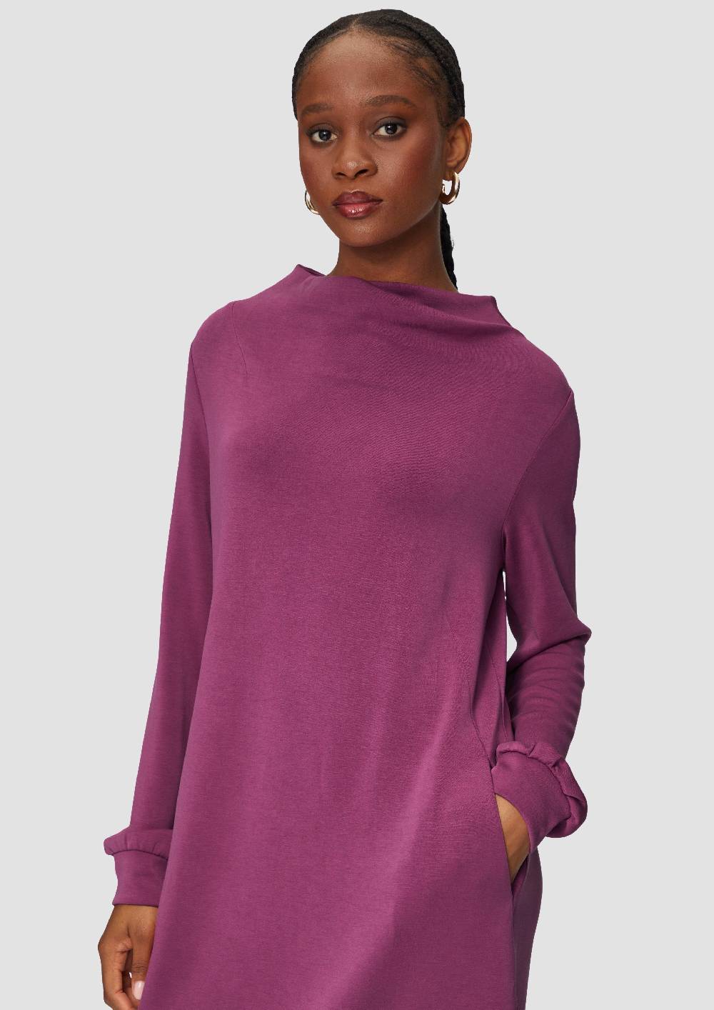 S.Oliver Sweat-Kleid Mit Gelegtem Kragen