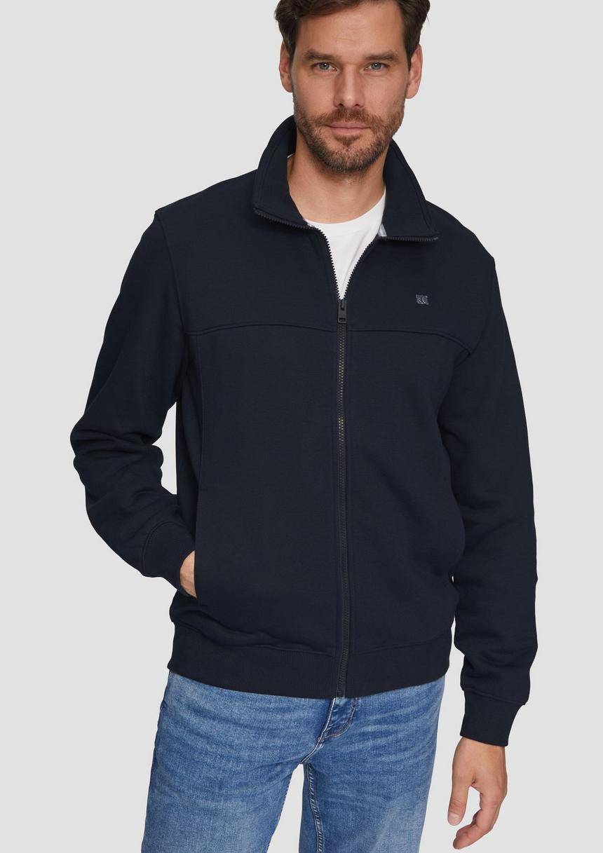 S.Oliver Sweatjacke Mit Stehkragen Und Logo-Detail