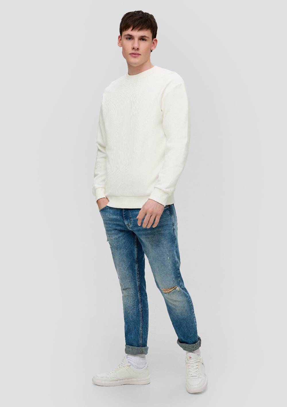 S.Oliver Sweatshirt Mit Rippstruktur