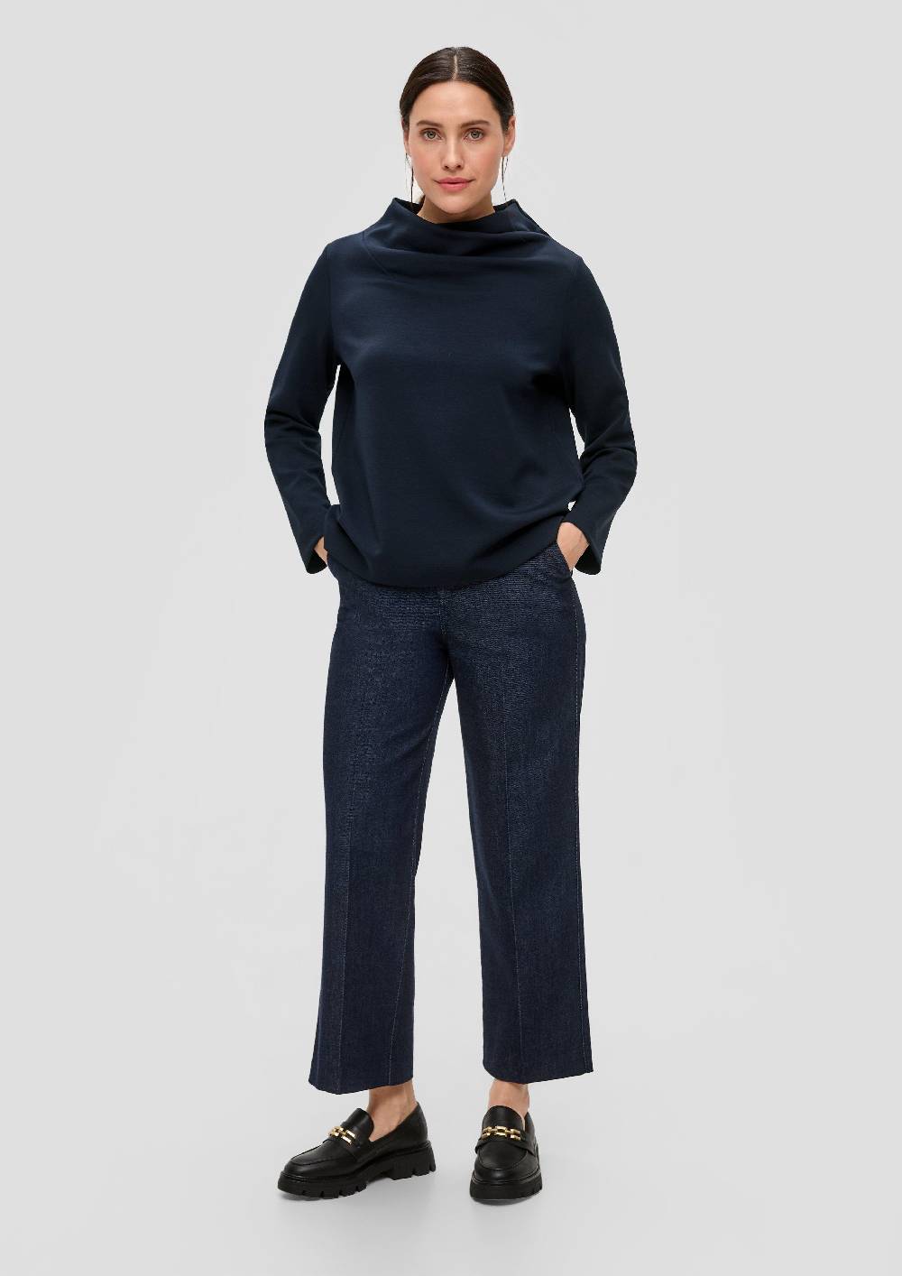 S.Oliver Sweatshirt Mit Wasserfall-Kragen