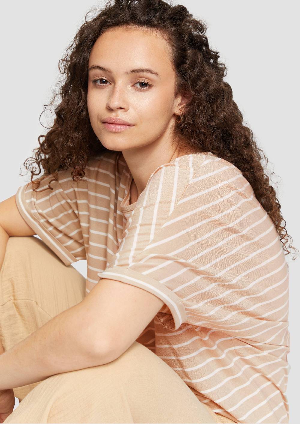 S.Oliver T-Shirt Aus Lyocellmix Mit Ringelmuster