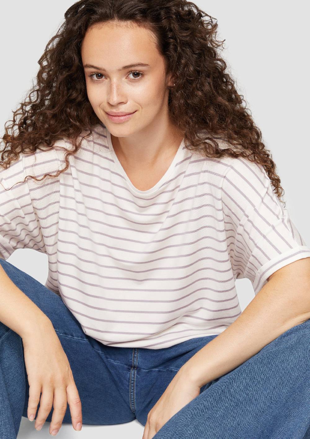 S.Oliver T-Shirt Aus Lyocellmix Mit Ringelmuster