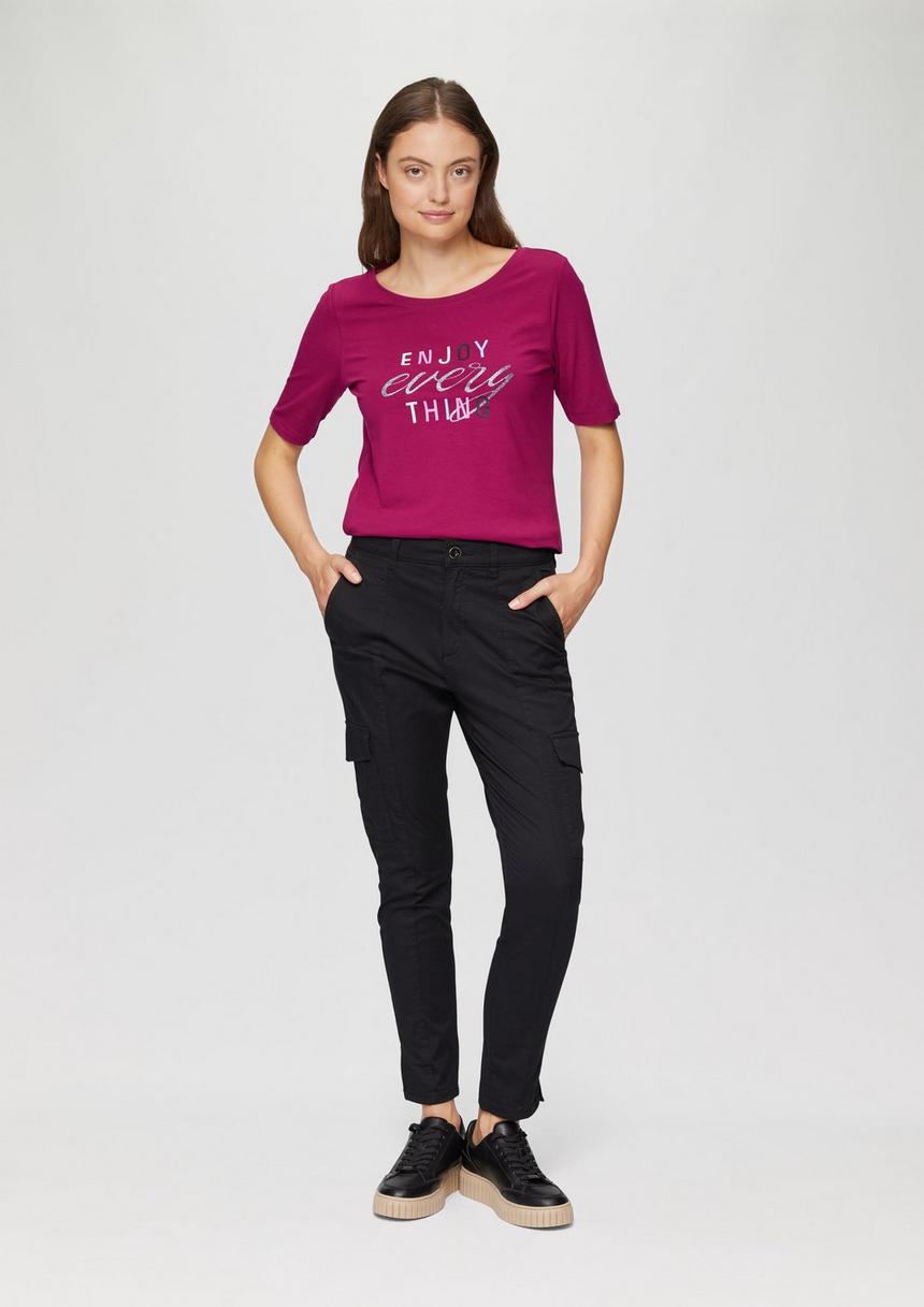 S.Oliver T-Shirt Im Slim Fit Mit Glitzer-Print
