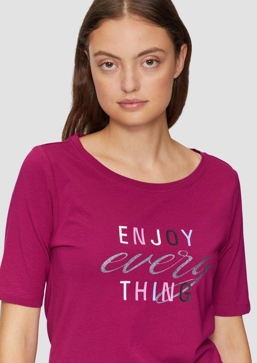 S.Oliver T-Shirt Im Slim Fit Mit Glitzer-Print