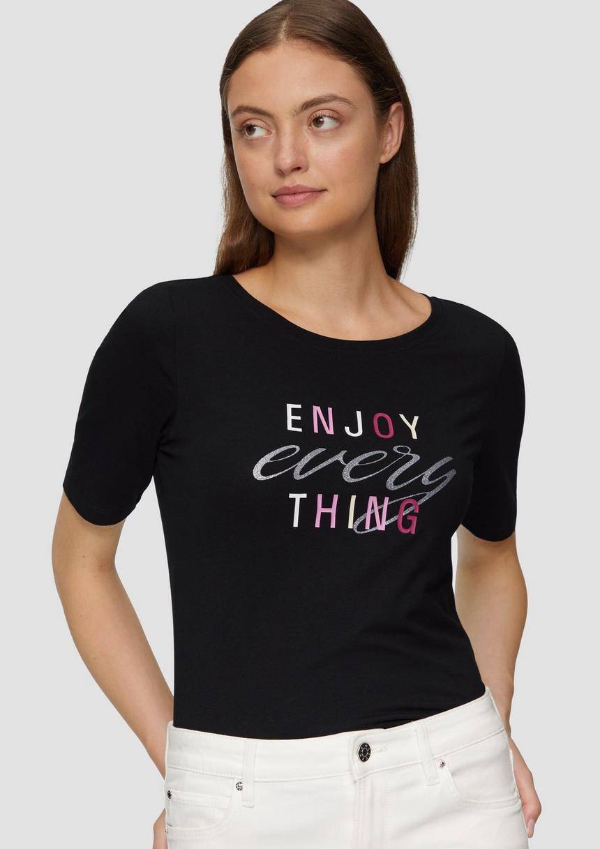 S.Oliver T-Shirt Im Slim Fit Mit Glitzer-Print