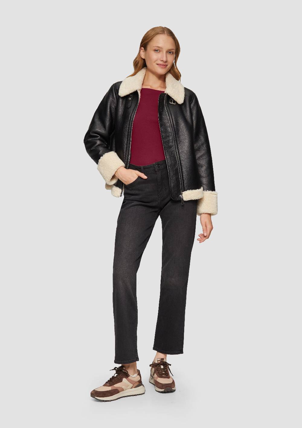 S.Oliver T-Shirt Mit 3/4-Arm Und U-Boot Ausschnitt