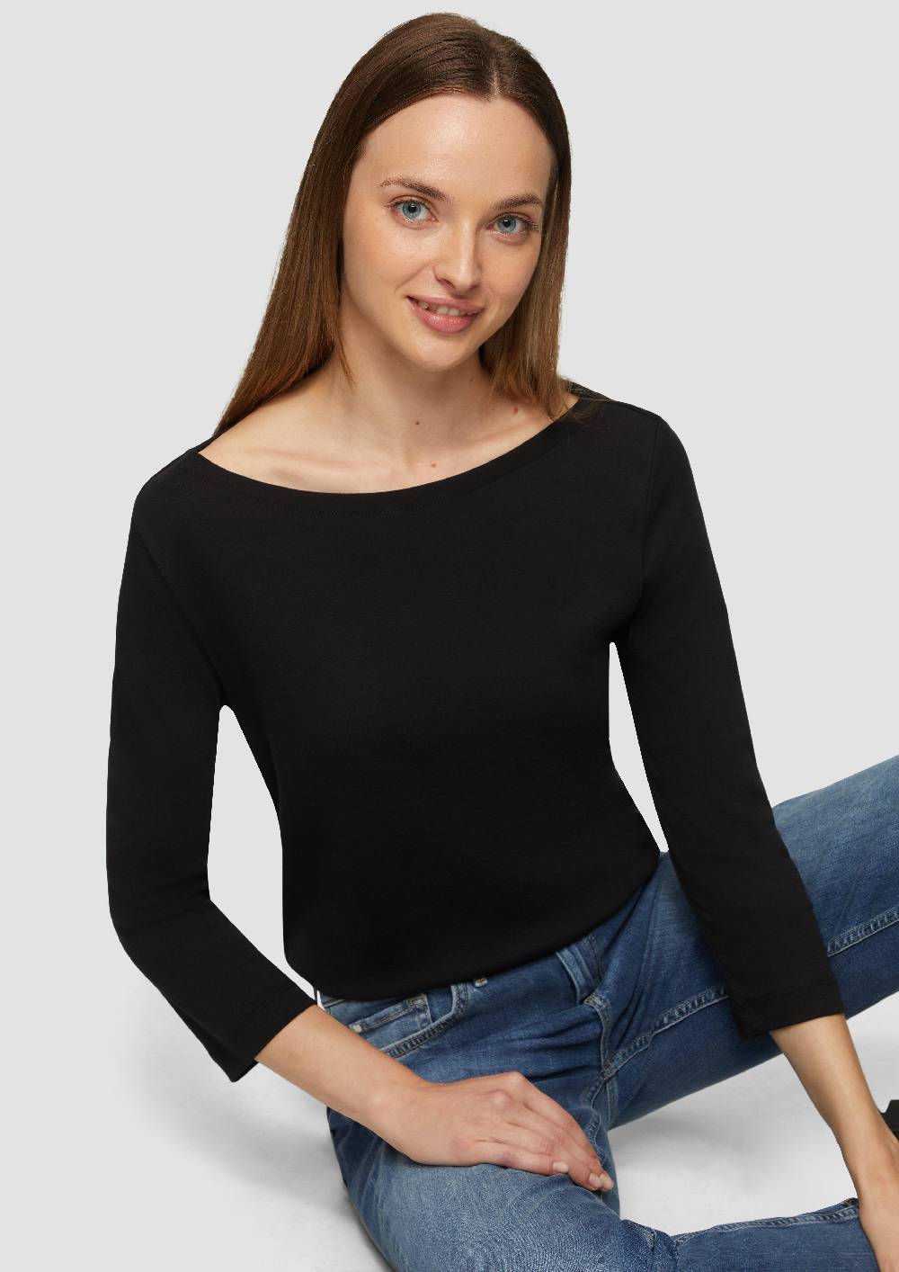 S.Oliver T-Shirt Mit 3/4-Arm Und U-Boot Ausschnitt