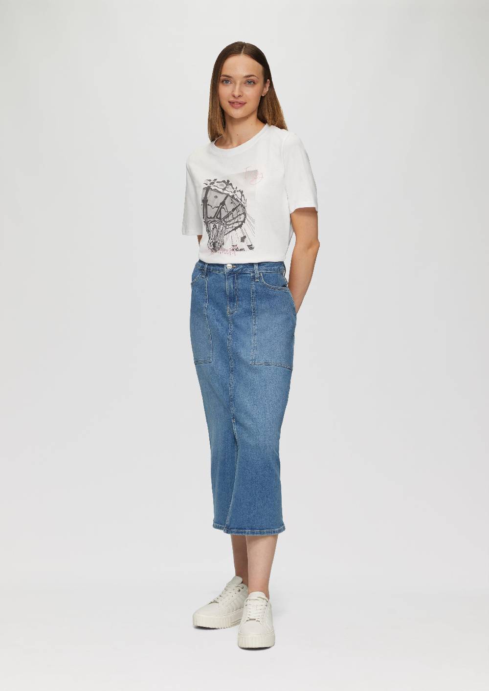 S.Oliver T-Shirt Mit Frontprint Und Glitzer-Detail