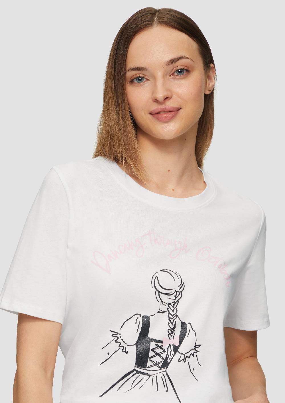 S.Oliver T-Shirt Mit Frontprint Und Glitzer-Detail