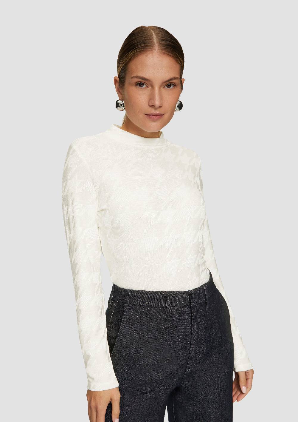 S.Oliver T-Shirt Mit Hahnentrittmuster