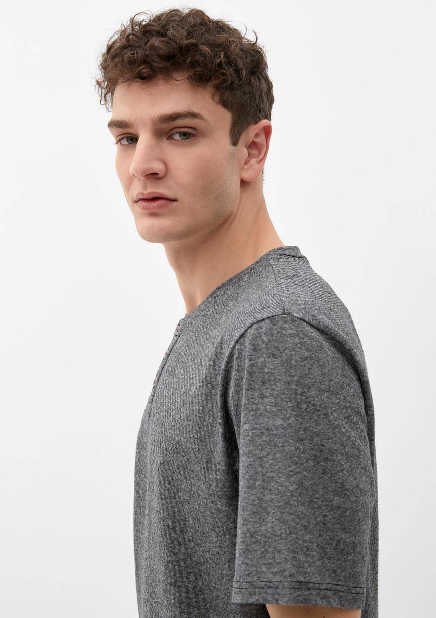 S.Oliver T-Shirt Mit Kurzer Knopfleiste