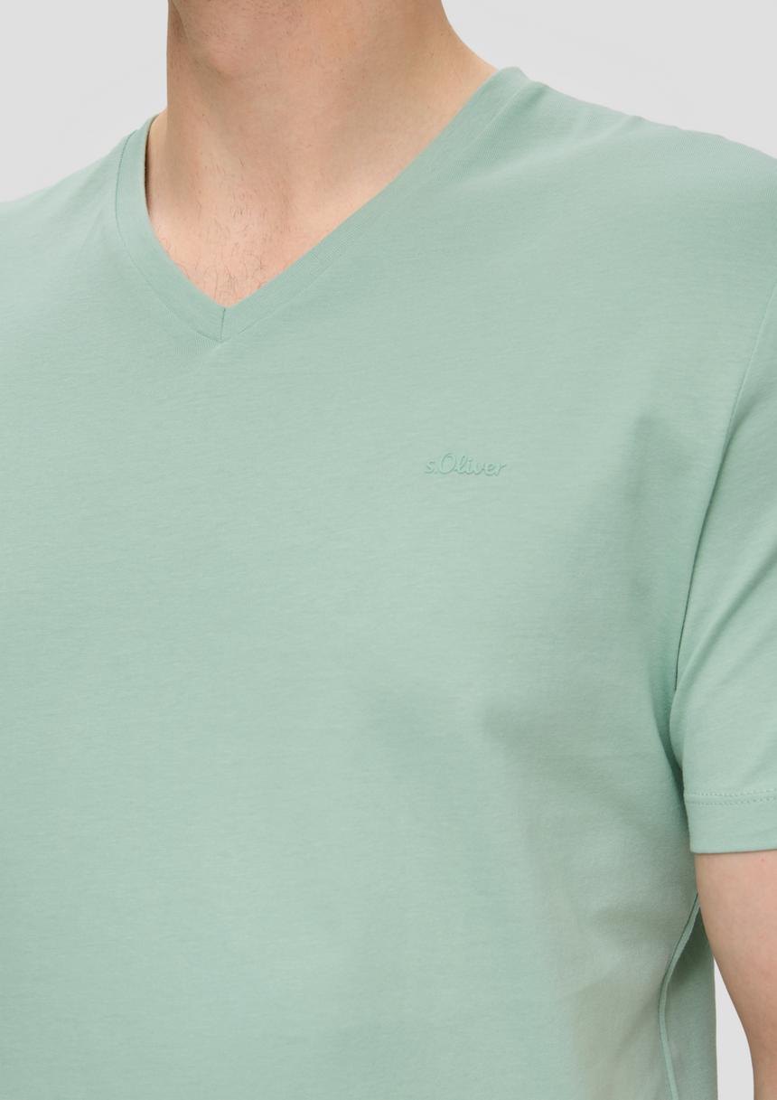 S.Oliver T-Shirt Mit V-Ausschnitt Und Logo-Detail