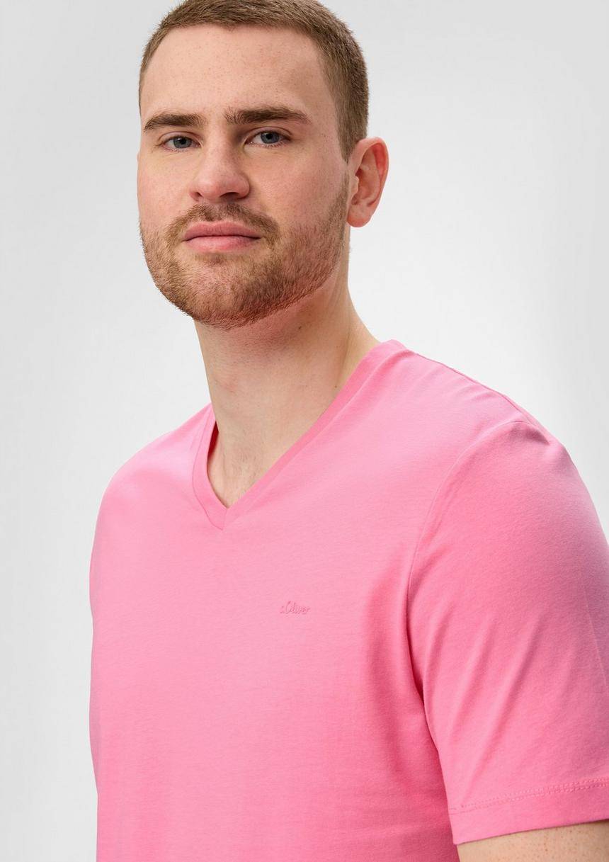 S.Oliver T-Shirt Mit V-Ausschnitt Und Logo-Detail