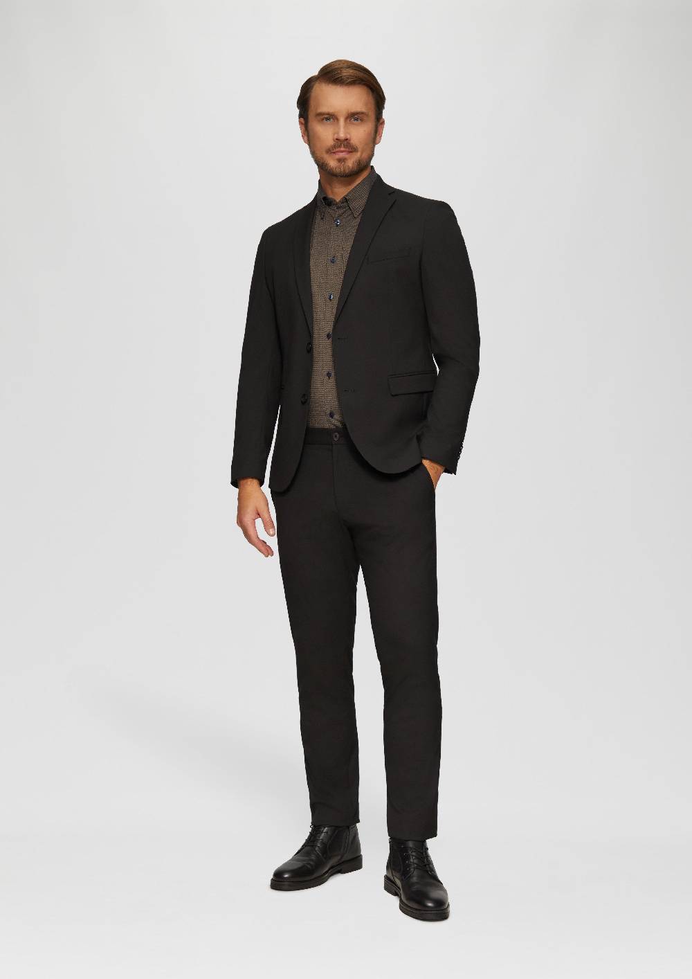 S.Oliver Tailored Fit: Hemd Mit Hahnentrittmuster
