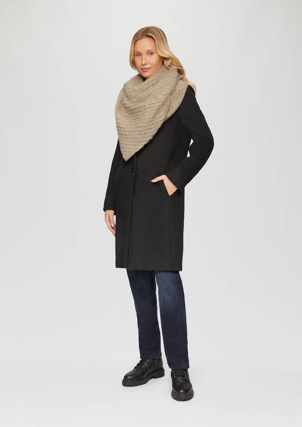 S.Oliver Triangel-Schal Mit Strickmuster