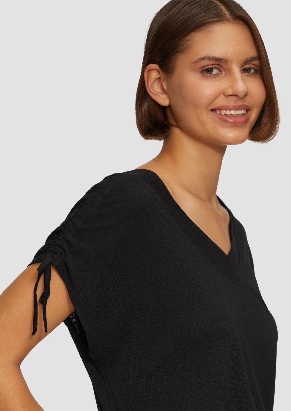 S.Oliver V-Neck Shirt Mit Raffung An Den Schultern