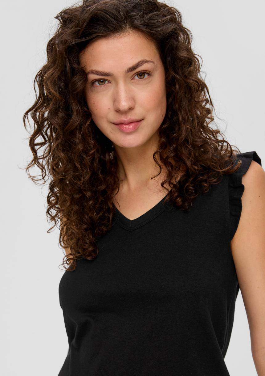 S.Oliver V-Neck-Top Aus Jersey Mit Rüschen