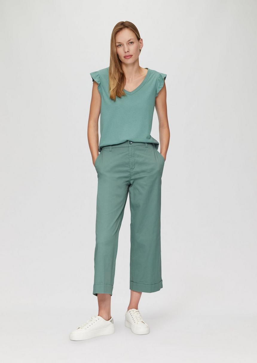 S.Oliver V-Neck-Top Aus Jersey Mit Rüschen