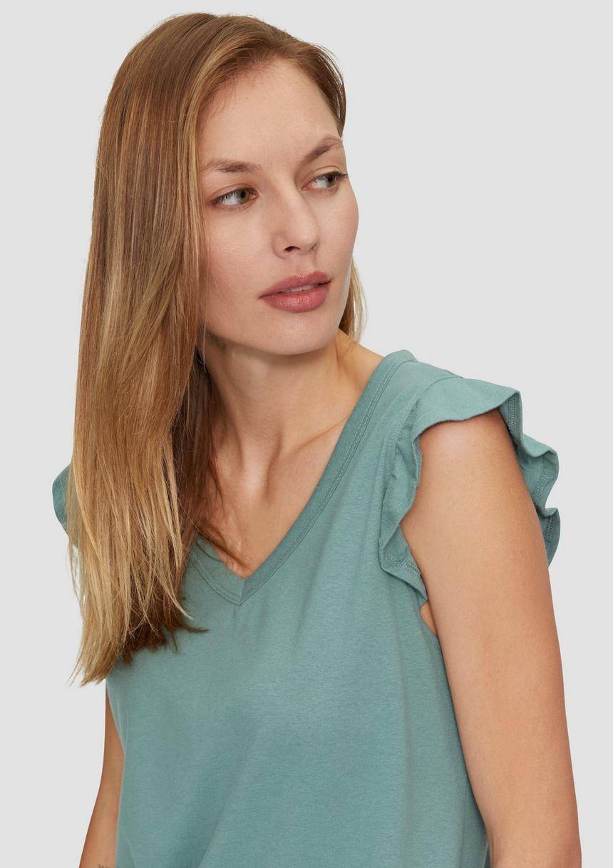 S.Oliver V-Neck-Top Aus Jersey Mit Rüschen