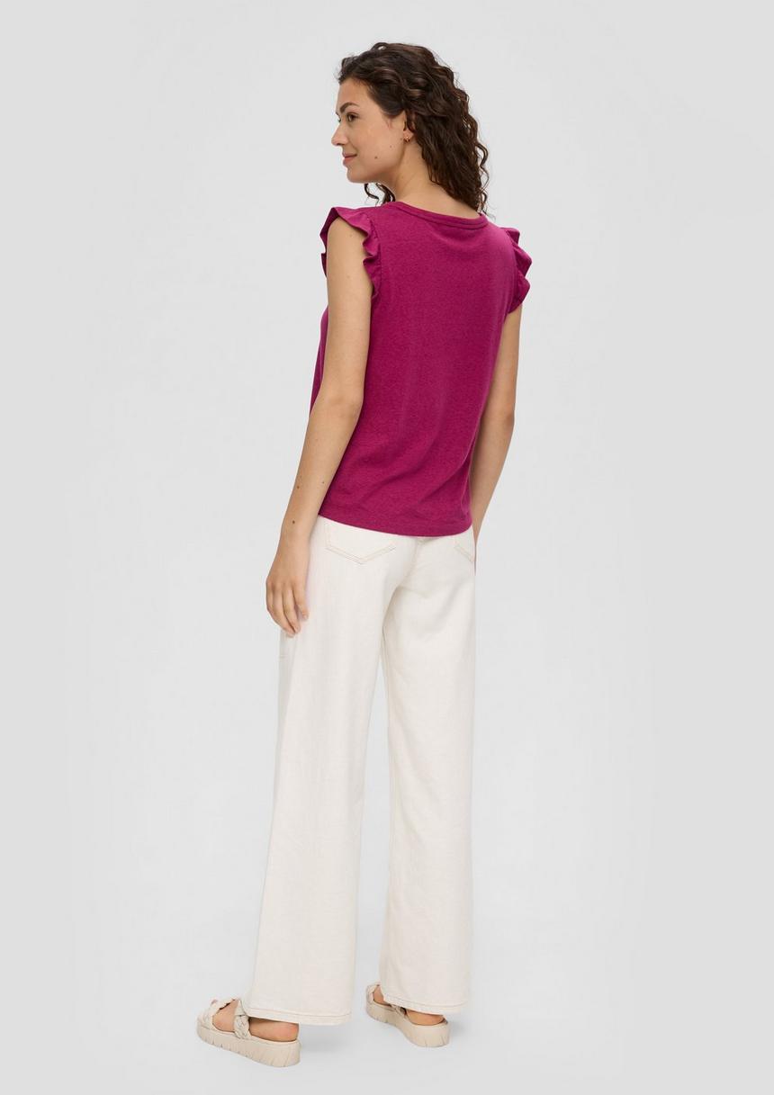 S.Oliver V-Neck-Top Aus Jersey Mit Rüschen