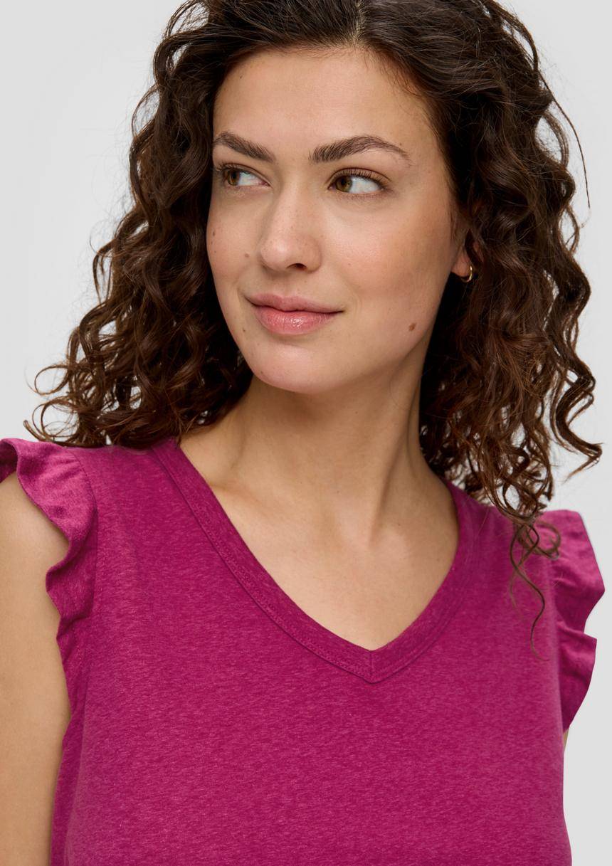 S.Oliver V-Neck-Top Aus Jersey Mit Rüschen