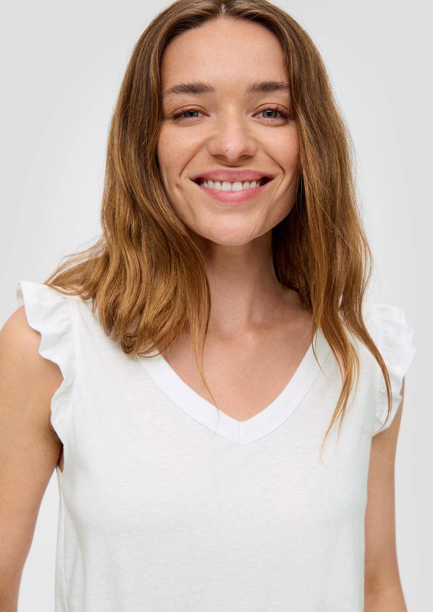 S.Oliver V-Neck-Top Aus Jersey Mit Rüschen
