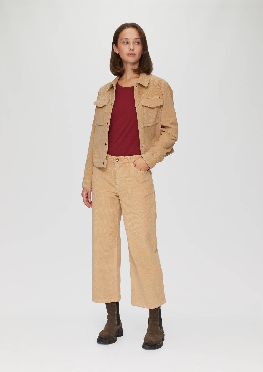 S.Oliver Verkürzte Cordjacke Mit Druckknöpfen