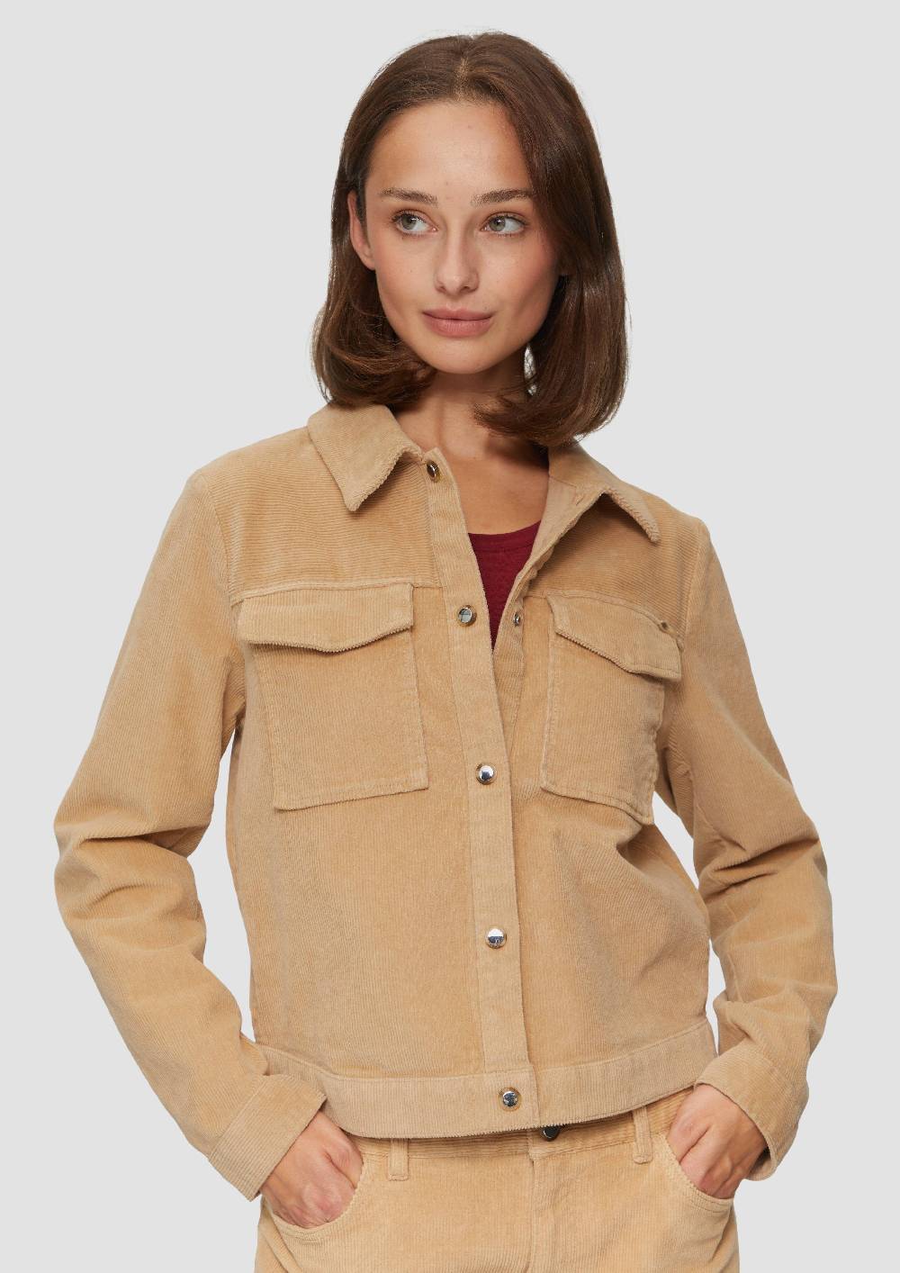 S.Oliver Verkürzte Cordjacke Mit Druckknöpfen