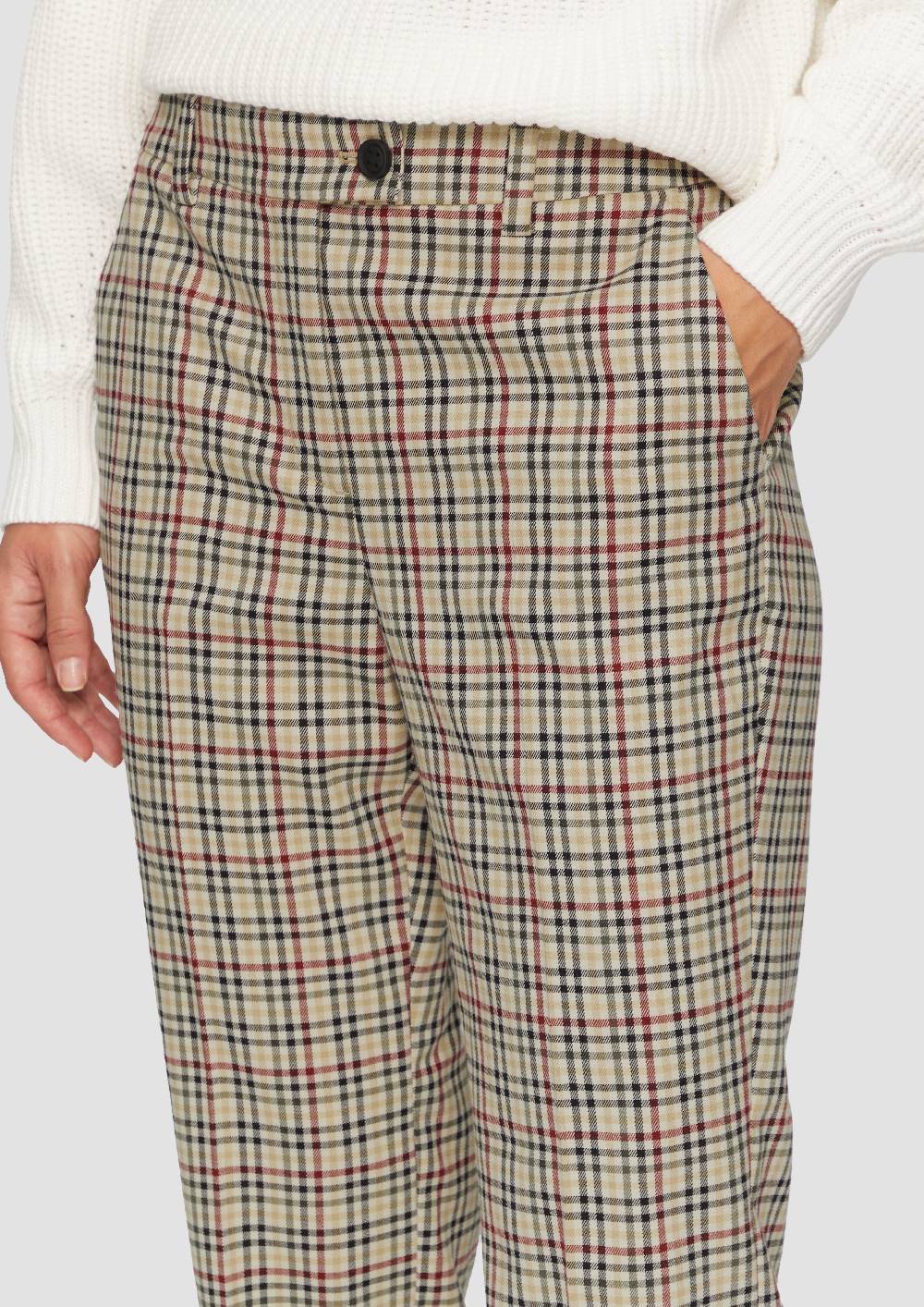 S.Oliver Verkürzte Karohose Mit Ausgestelltem Saum