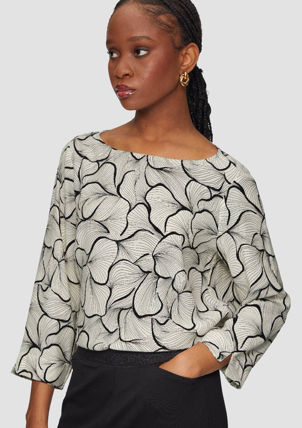 S.Oliver Viskose-Bluse Mit 3/4 Armen