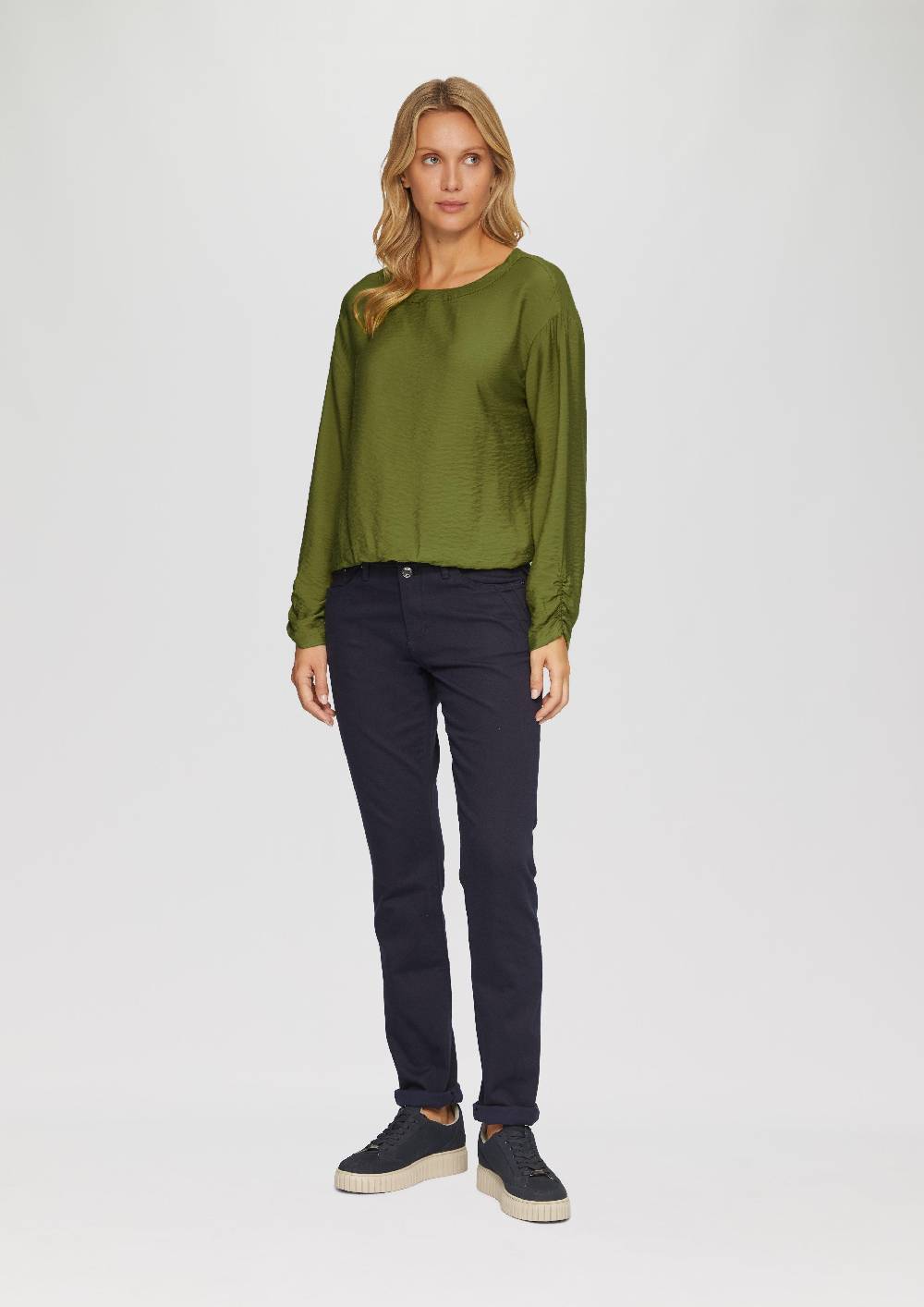 S.Oliver Viskose-Bluse Mit Elastischem Saum