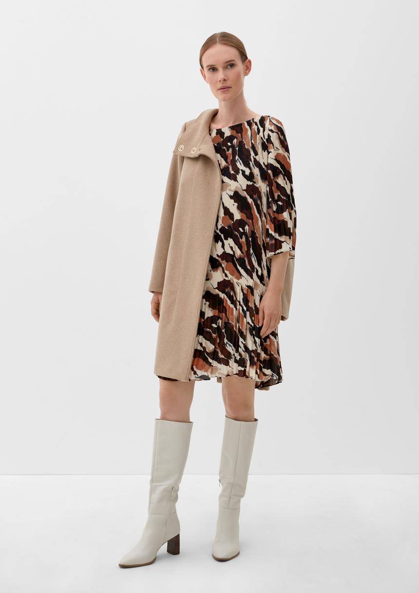 S.Oliver Viskose-Kleid Mit Plisséefalten