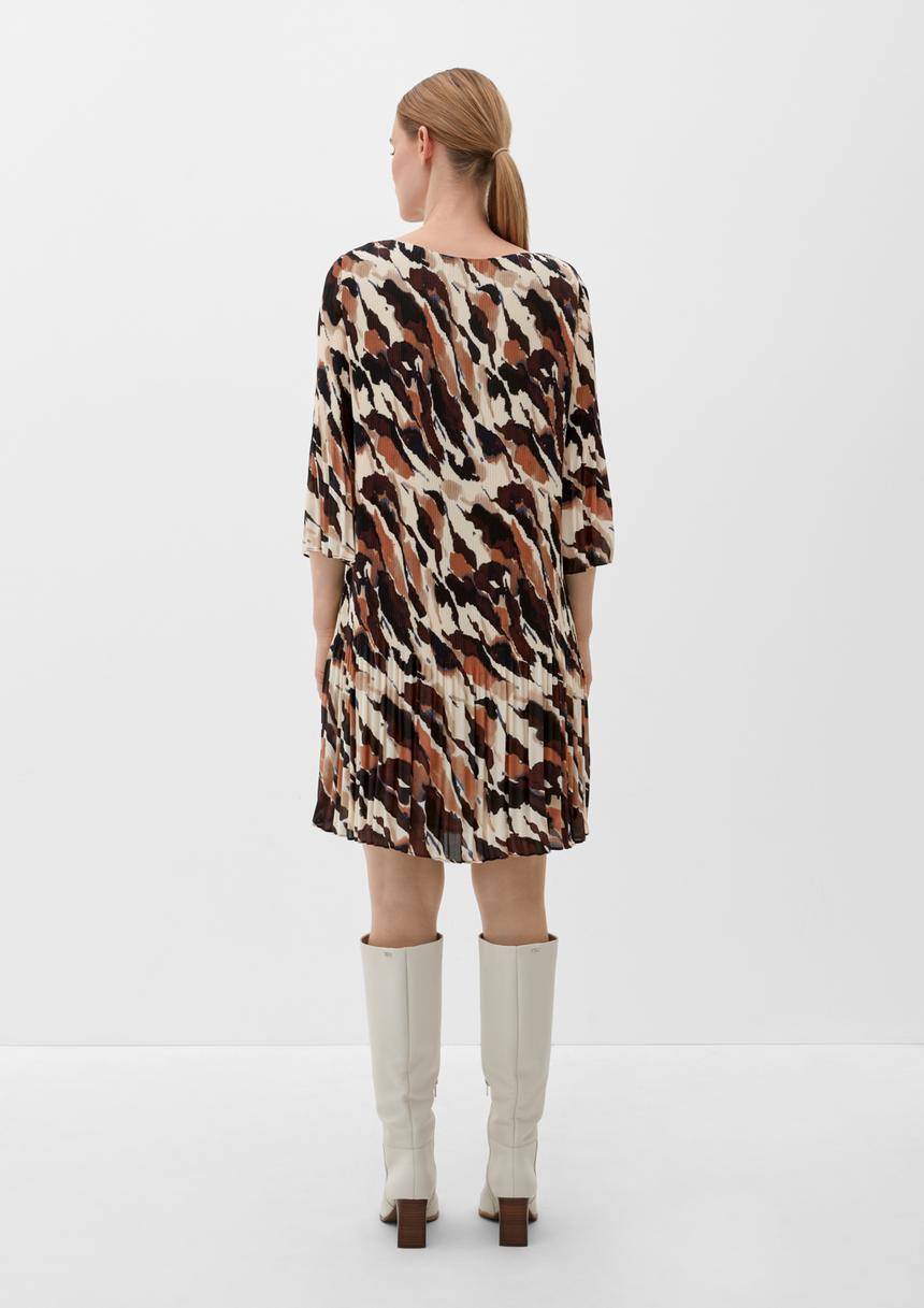 S.Oliver Viskose-Kleid Mit Plisséefalten