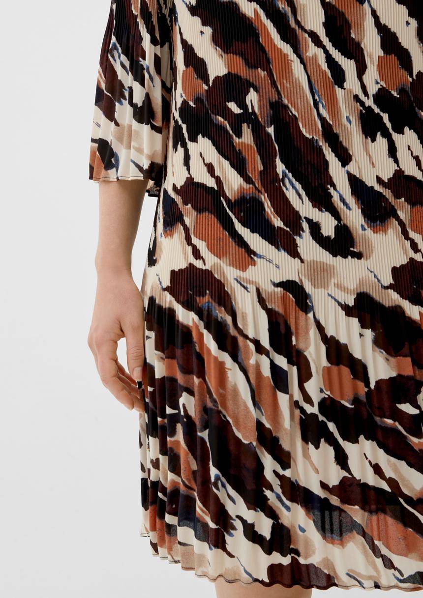 S.Oliver Viskose-Kleid Mit Plisséefalten