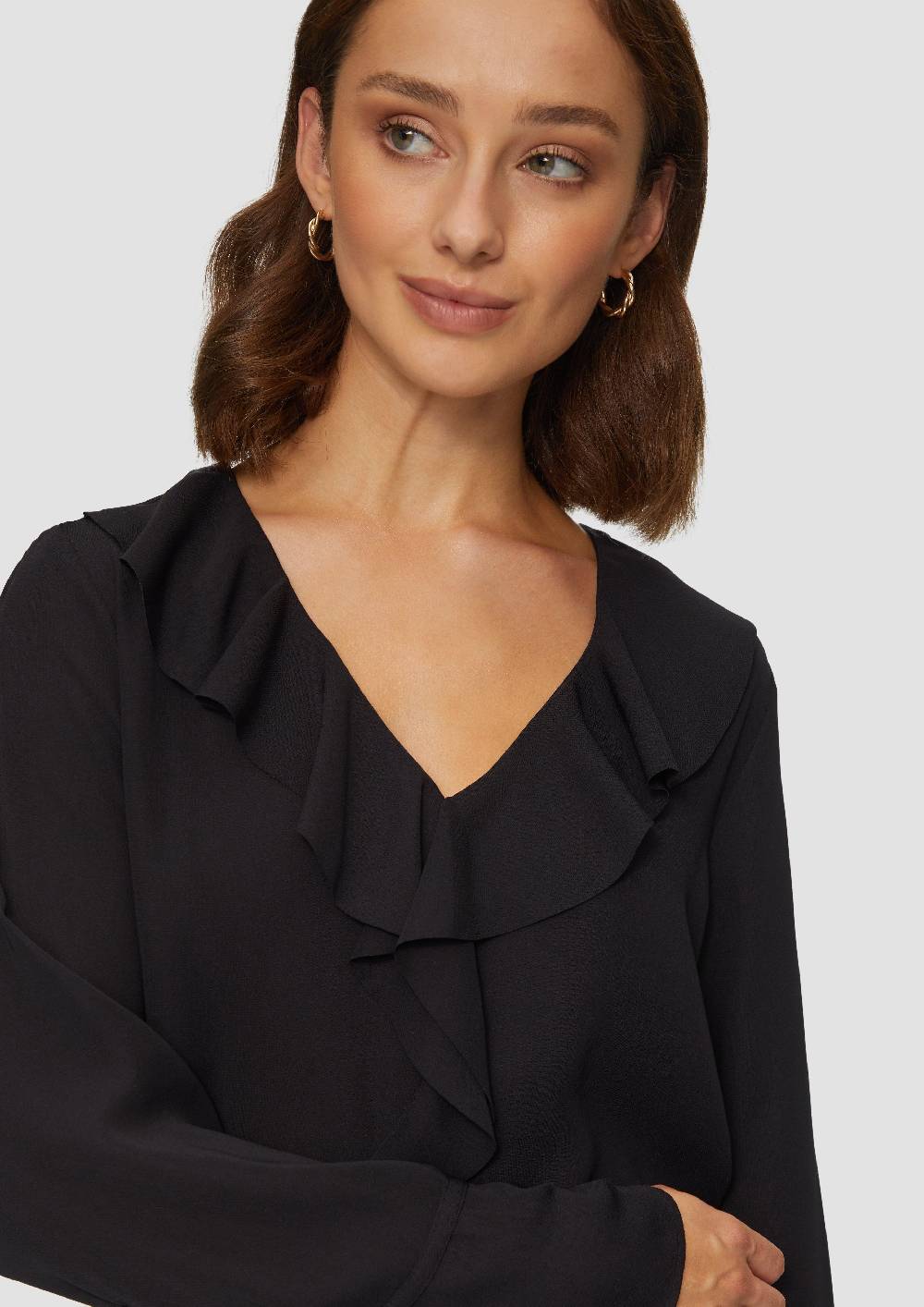 S.Oliver Volantbluse Mit V-Ausschnitt