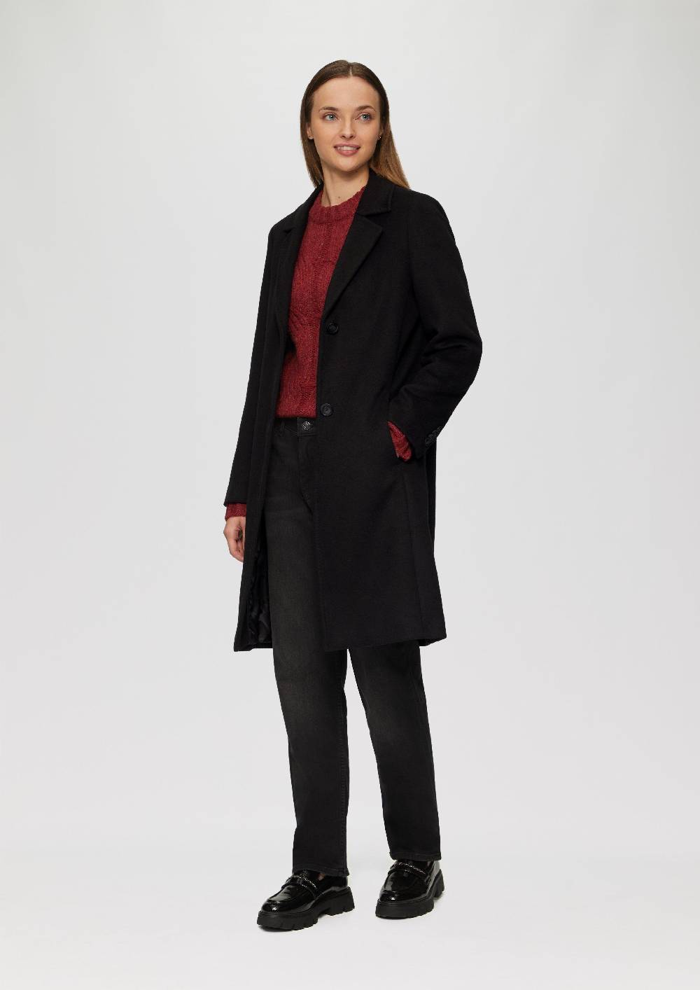 S.Oliver Weicher Wollmantel Mit Reverskragen