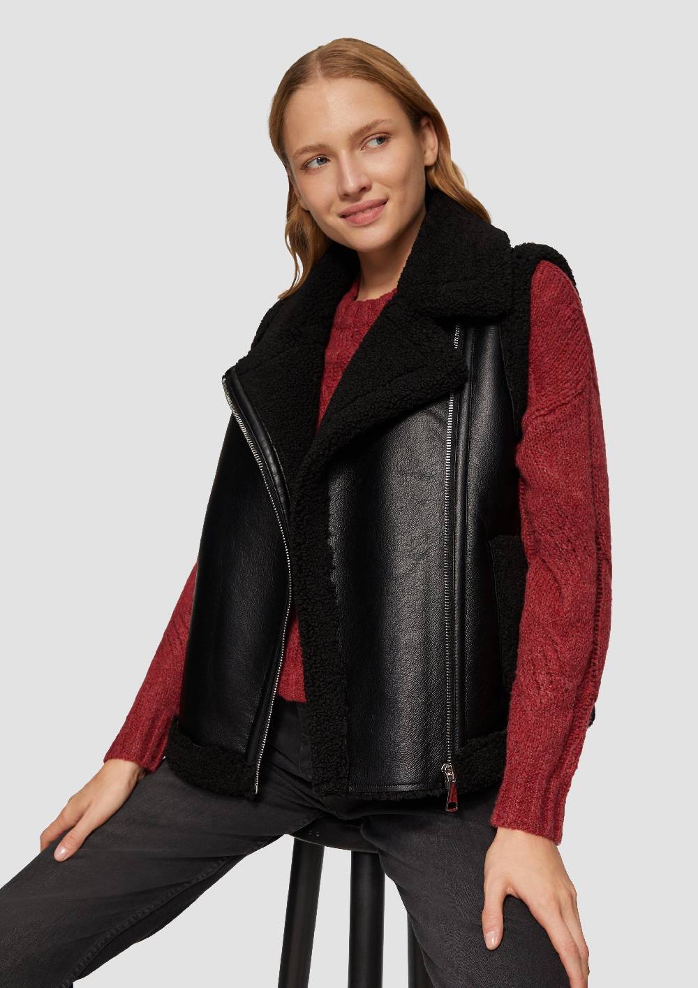 S.Oliver Weste Aus Lederimitat Mit Teddyplüsch