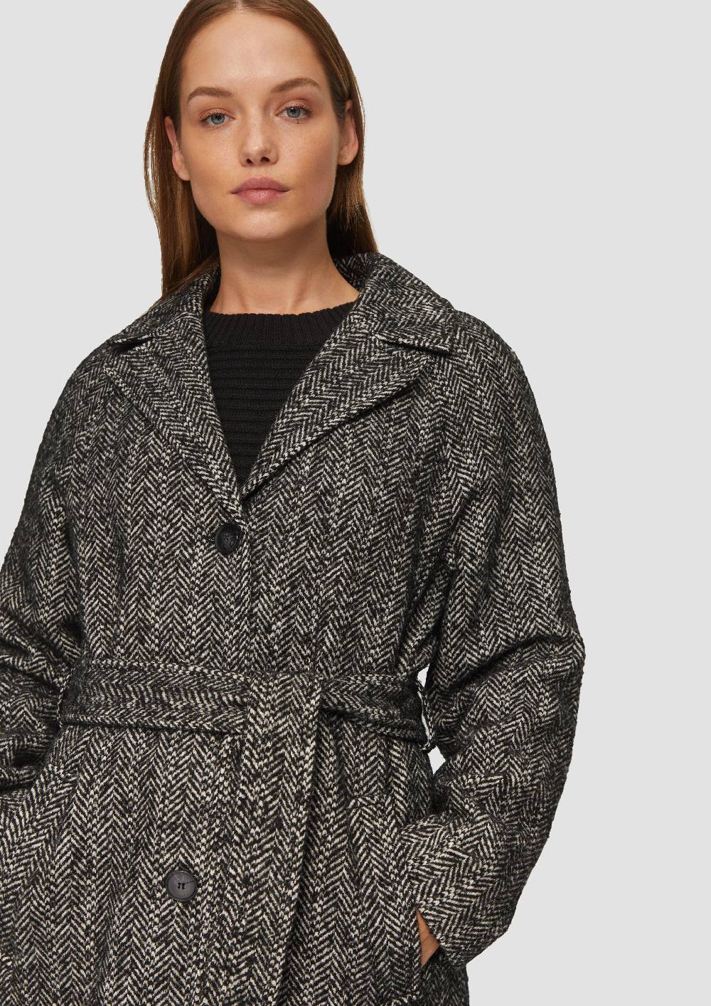 S.Oliver Wollmix-Mantel Mit Bindegürtel