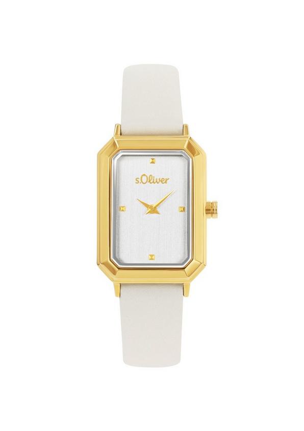 S.Oliver Zierliche Uhr mit Lederarmband