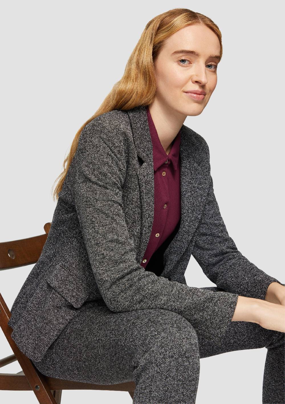 S.Oliver Schmal Geschnittener Blazer Aus Interlockjersey