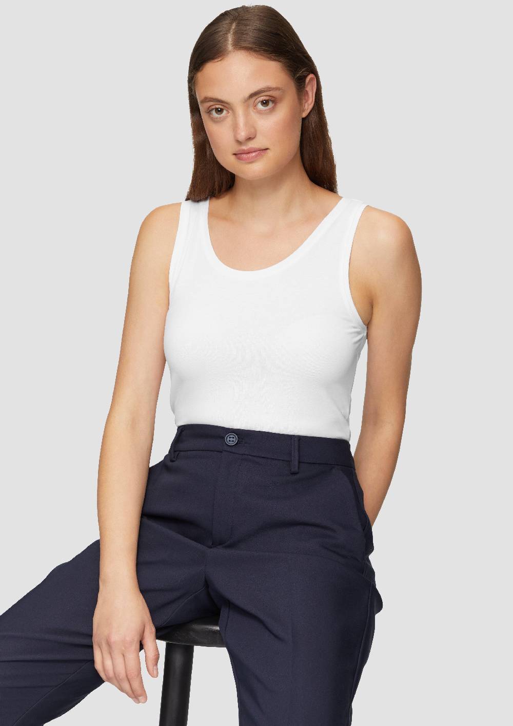 S.Oliver Schmal Geschnittenes Tanktop Aus Baumwolljersey