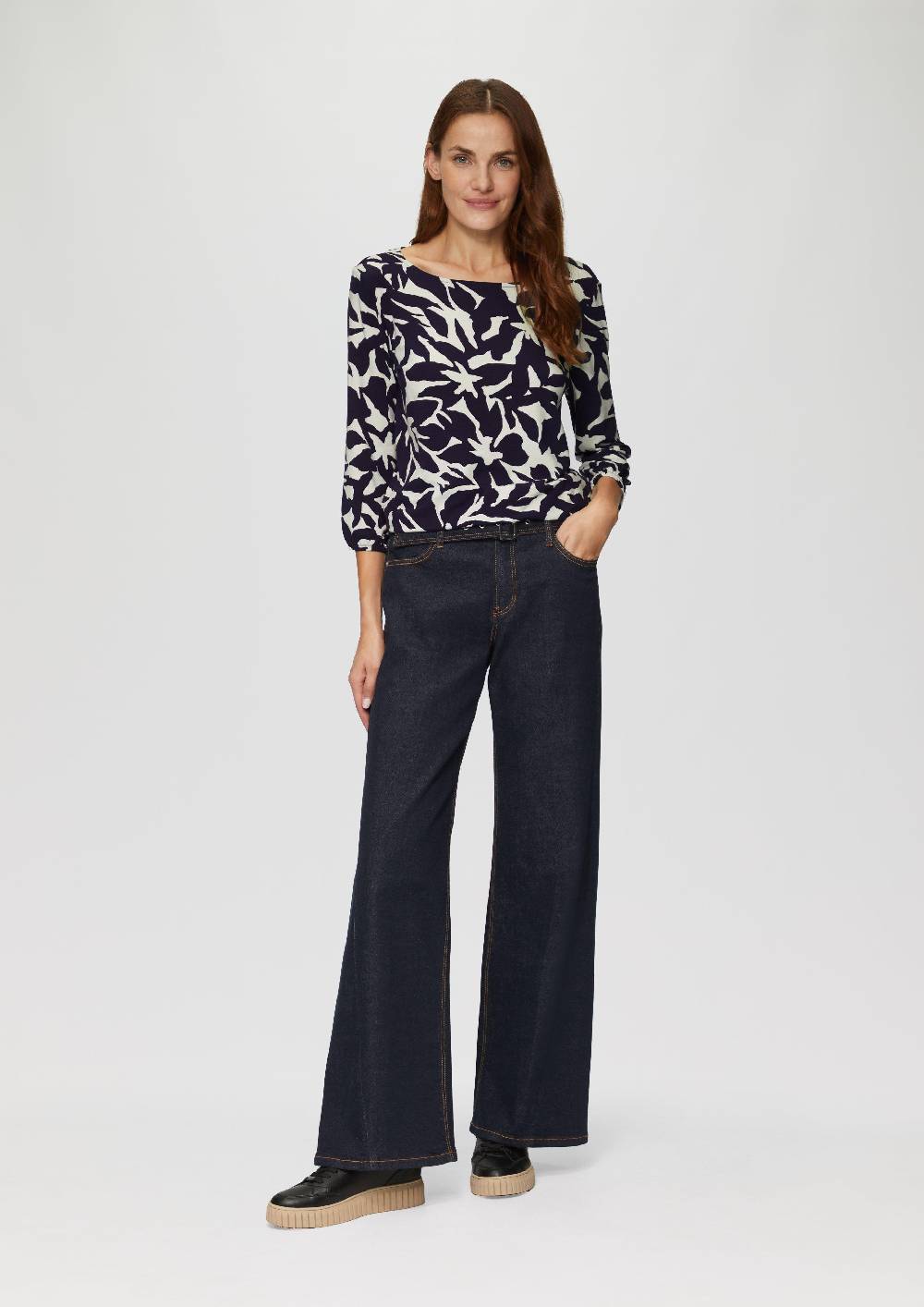 S.Oliver Shirt Mit All-over-Print Aus Viskosestretch