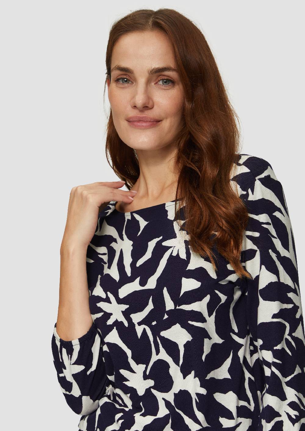 S.Oliver Shirt Mit All-over-Print Aus Viskosestretch