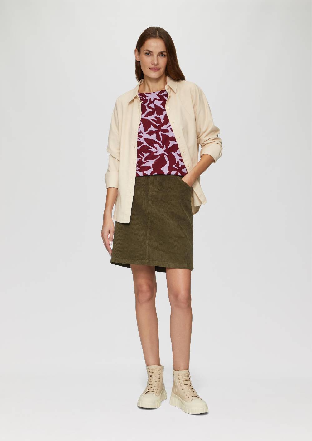 S.Oliver Shirt Mit All-over-Print Aus Viskosestretch