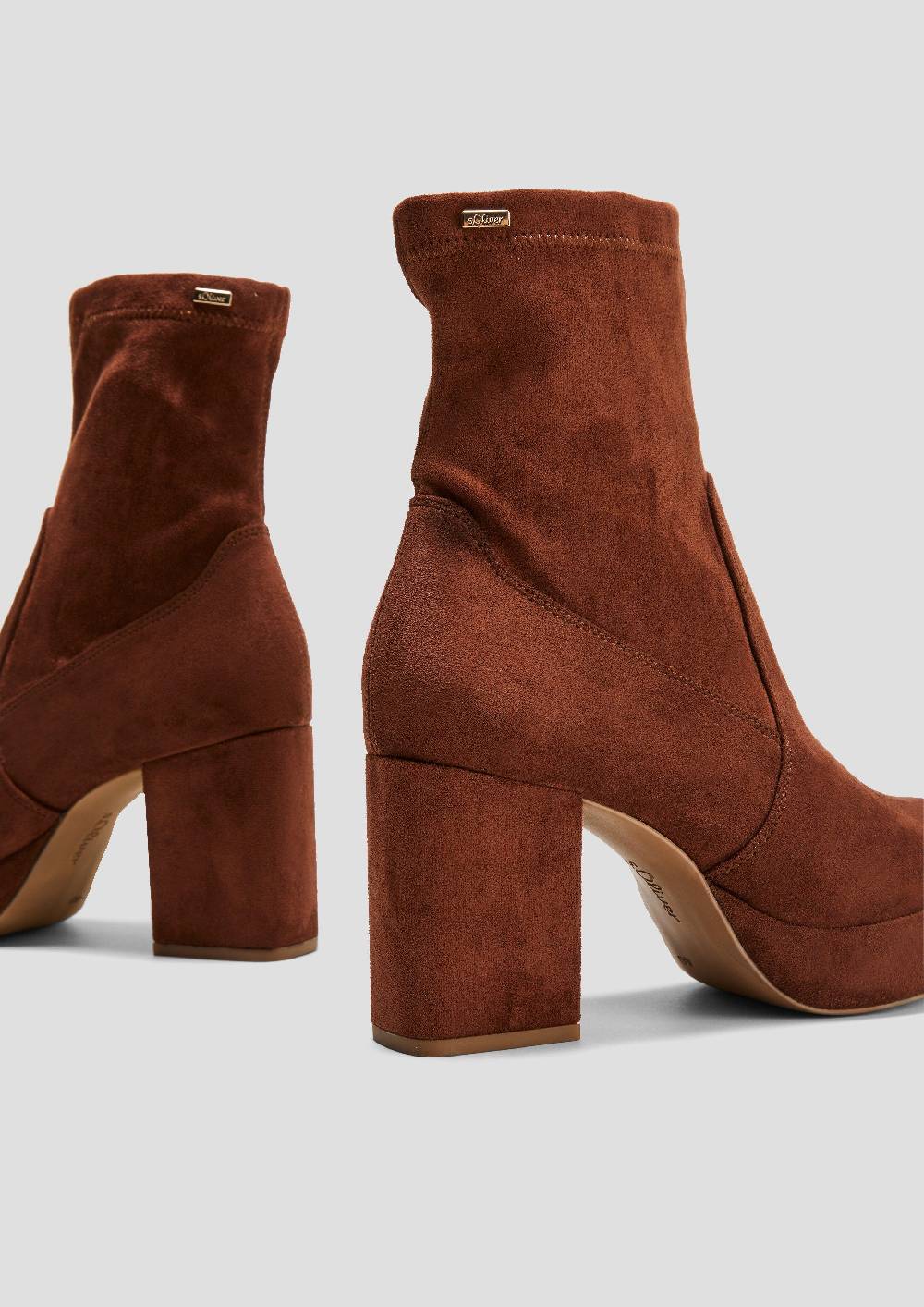 S.Oliver Stiefel Mit Blockabsatz In Velorslederoptik